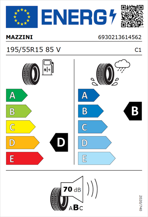 Tyre Label for Mazzini Eco 603 195/55R15 85V