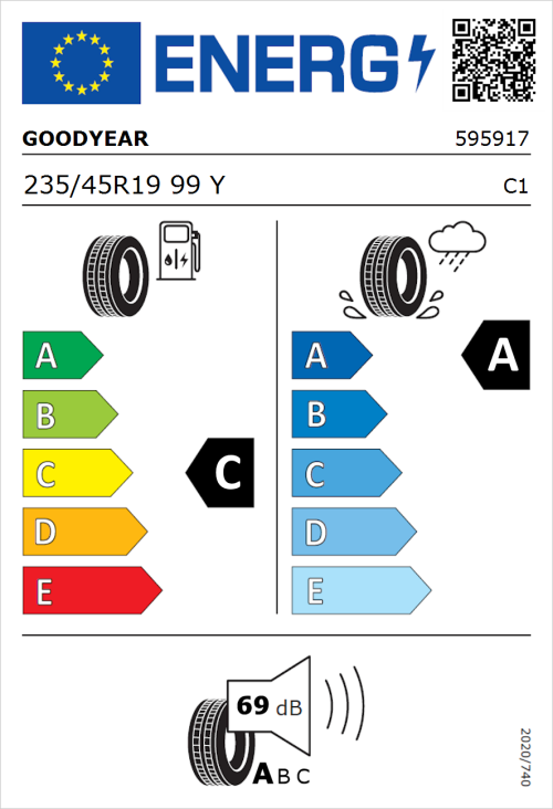 Tyre Label for Goodyear Eagle F1 Asymmetric 6 235/45R19 99Y