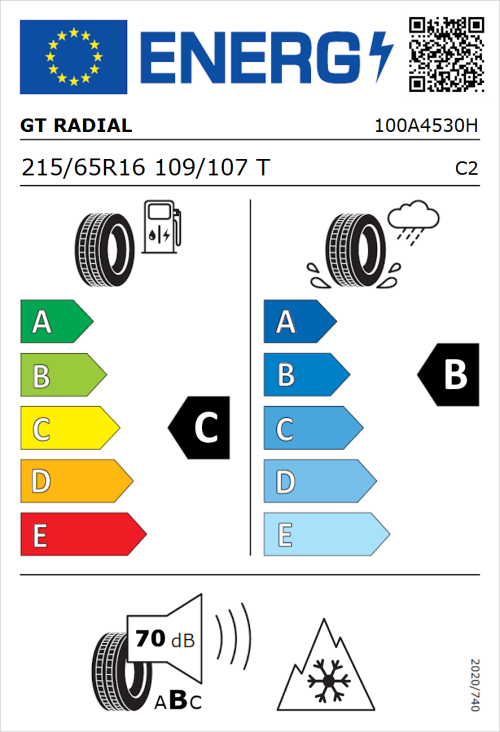 Tyre Label for GT Radial Maxmiler Pro 215/65R16 109/107T
